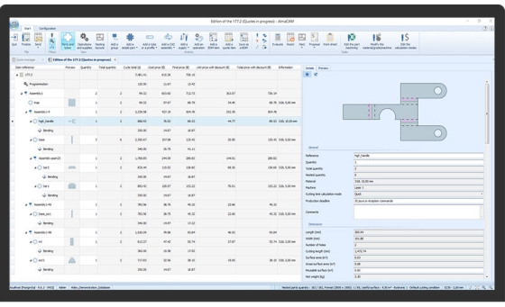 Almaquote, quotation module for sheet metal and mechanical welding.
