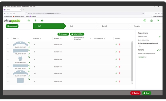 Webquote, web application for online quotation management.